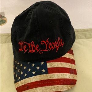 Patriotic Black Cap with American Flag Brim